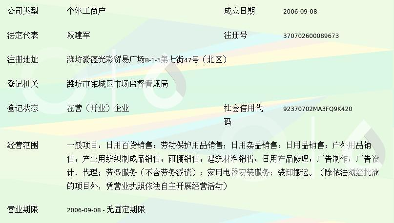 濰城區豪德天順雨具經營處 日用百貨銷售新選擇